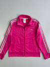 Adidas Women’s Hot Pink Full Zip Track Jacket White 3-Stripes Silver Logo Y2K (S)