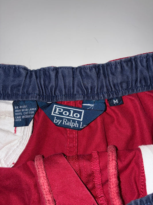 Polo by Ralph Lauren Red Cotton Chino Shorts Elastic Waist Pony Logo (W:33) (L:17)