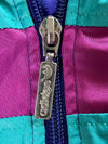 Vintage 90s Adidas Trefoil Shiny Track Jacket – Teal/Purple/Blue (XL)
