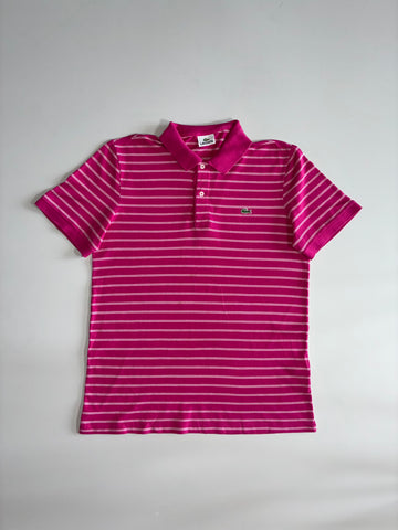 Lacoste Striped Pique Polo – Magenta Pink (M)