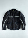 Advanced Experience Black Textile Motorcycle Jacket – Reflective Stripes, Cargo Pockets Padded (XL)