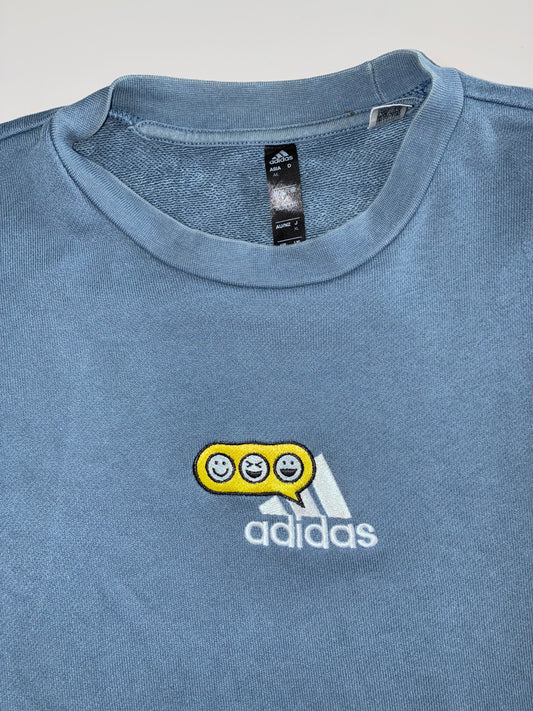 Adidas | Blue Smiley Logo Crewneck Sweatshirt | (M/L)