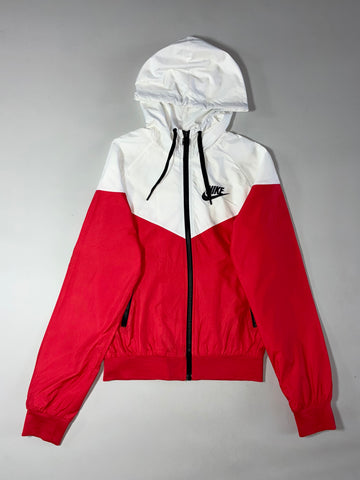 Nike Windrunner Full-Zip Hooded Jacket – Red & White Colorblock (XS)