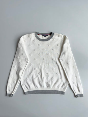 Tommy Hilfiger Textured Dot Knit Sweater – Off-White (M)