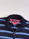 Tommy Hilfiger Navy & Blue Striped Full-Zip Knit Sweater – (2XL)
