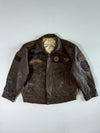 Vintage USA Service Patch Distressed Brown Leather Flight Jacket (XL)