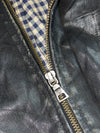Danier Black  Leather Café Racer Jacket – Gingham Lining, Stitched Sleeve Panels (XL)