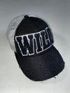 Chunglim “WILD” Distressed Patch Black Grey Trucker Mesh Cap (Adjustable)