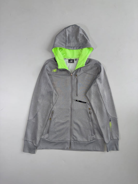 New Balance TRN Grey Neon Green Full Zip Hoodie (S/M)