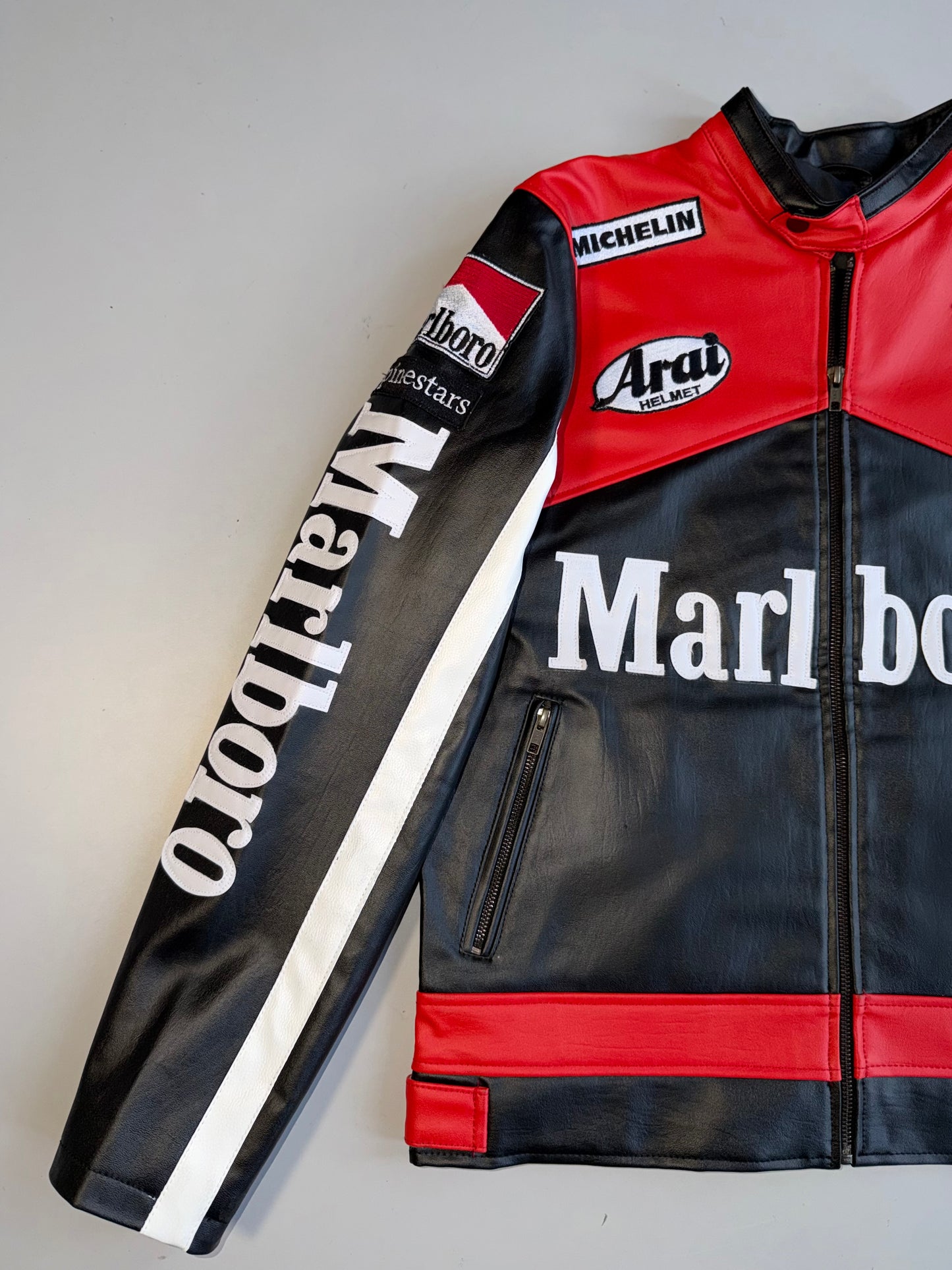 !                          Ultra Premium Marlboro Brand New Leather Racing Jacket (S/M)