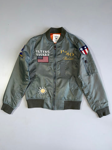 ZMilitary Inspired Flying Tigers MA-1 Flight Embroidered patches Jacket (S)