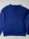 Fred Perry Blue V-Neck Knit Sweater – (L)