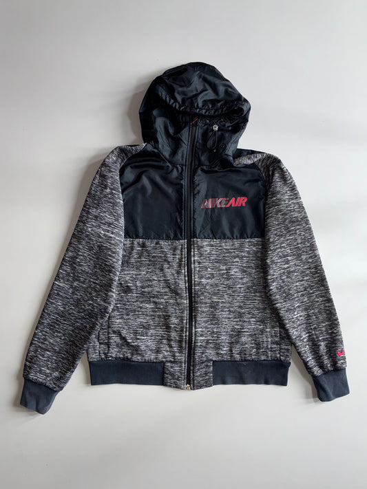 Nike Air Grey Marl Hooded Track Jacket – Black Panel Zip Hoodie (M)