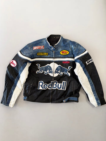 ZVintage Red Bull Racing Leather Jacket - Distressed Fade Edition (XL)