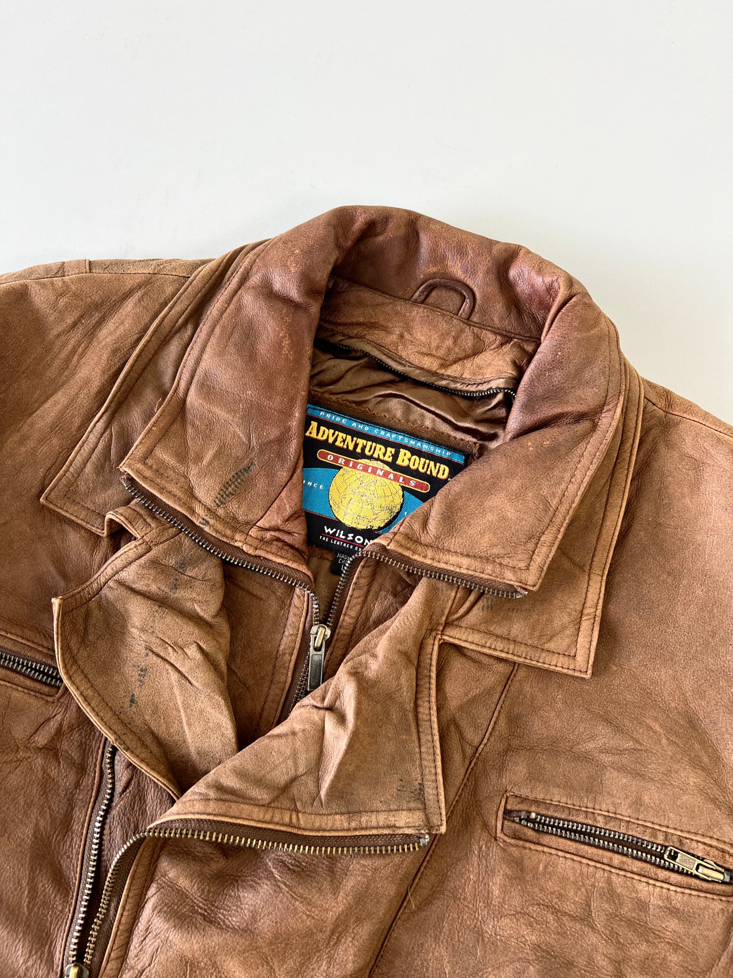 !                                                                                                              Adventure Bond Original Leather Jacket (XL)