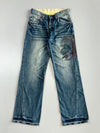 Authentic Tailored Denim Dragon Graphic Embroidered Straight Jeans (w- 28)