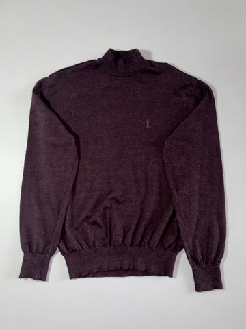 Vintage Yves Saint Laurent Pour Homme Brown Wool Mock Neck Sweater – (S/M)
