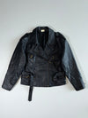 Vintage Black Leather Belted Biker Jacket (M)