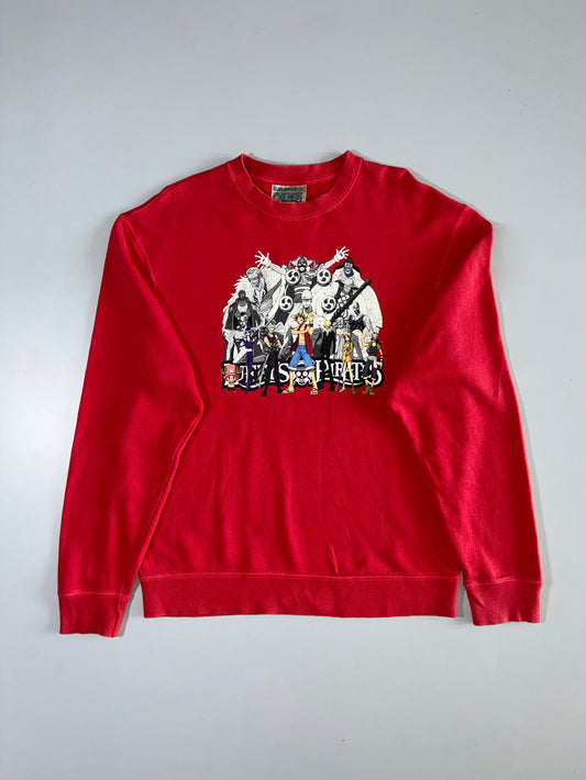 Baleno One Piece Anime Graphic Crewneck Sweatshirt in Red (M)