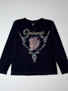 Oniarai Rhinestone Dragon Graphic V-Neck Longsleeve (M)