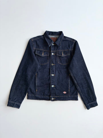 Dickies Raw Indigo Denim Trucker Jacket – Leather Patch (S)