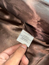 Ichi Brown Leather Bomber Jacket with Mustard Striped Knit Collar & Cuffs, (XS)