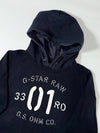 G-Star Raw Hooded Sweater – Navy “01” Embroidered Graphic (M)