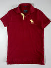 Abercrombie & Fitch Burgundy Piqué Polo T-Shirt – Big Moose Logo – (M)