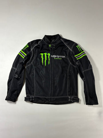 Monster Energy Black & Neon Green Mesh Biker Jacket Paded (L)