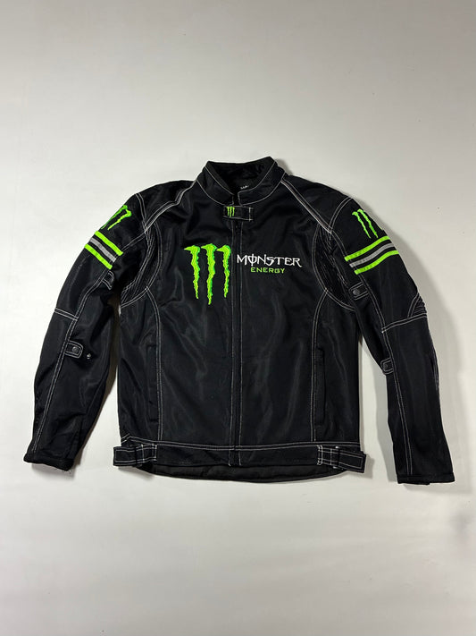 Monster Energy Black & Neon Green Mesh Biker Jacket Paded (L)