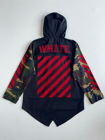 Off-White Camo Sleeve Diagonal Arrows Hooded Jacket Black(XL)