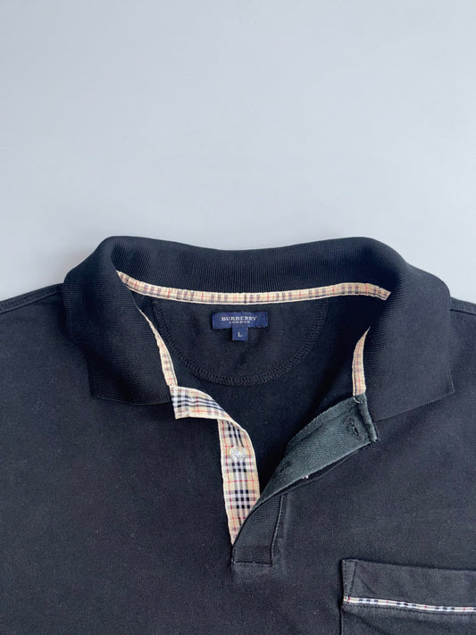 Burberry London | Black Longsleeve Polo | (XL)