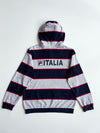 Fila Navy & Grey Striped Hooded Henley | Size (S/M)