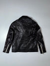 Spell Black Genuine Leather Asymmetrical Moto Biker Jacket with Silver Zippers (S)