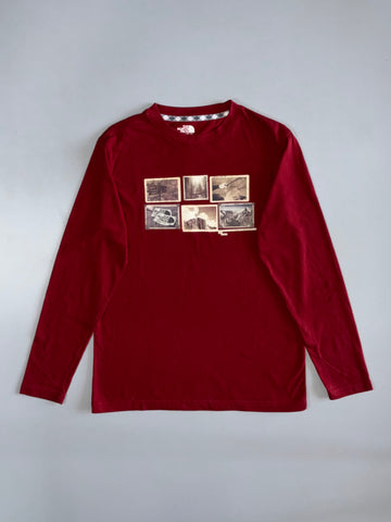 The North Face Vintage Postcard Photo Collage Long Sleeve Tee Burgundy (M)