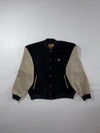 Vintage iD Wear GE Two-Tone Black & Beige Varsity Jacket (XL)