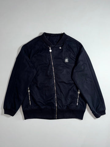 Adidas Originals Black Bomber Jacket – Vintage Trefoil Patch(L/XL)
