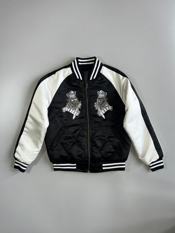 Remix | “Strive for Glory” Quilted Satin Varsity Reversible Bomber (S)