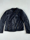 Sexy Woman Women’s Navy Leather Biker Jacket – (S)
