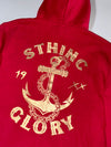 STHINC Faux Fur Lined Chain Embroidered Zip Hoodie Red (L)