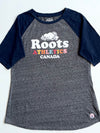 Vintage Roots Athletics Grey Navy Raglan Graphic Tee women’s (S)