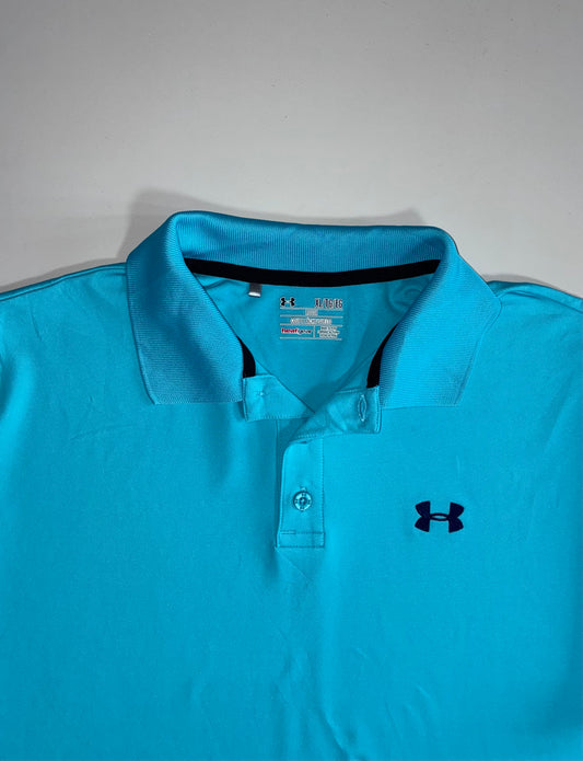 Under Armour Heatgear Loose Fit Polo – Sky Blue, Golf Course Embroidery (2XL)