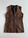 Vintage Brown Leather Sleeveless Vest Dress Women's (M)