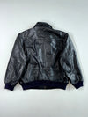Vintage 90s Black Leather Bomber Jacket with Zip Chest Pockets (XL/2XL)