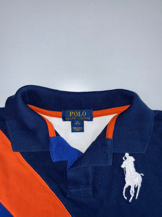 Polo Ralph Lauren Big Pony Diagonal Stripe Polo | Navy & Orange (XS/S)