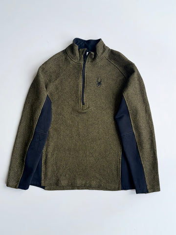 Spyder Olive Green Black Quarter-Zip Fleece Pullover (XL)