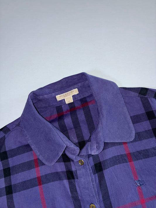Burberry Nova Check Short Sleeve Shirt in Purple Women’s (S/M)