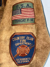 Vintage Americana Multi-Patch Suede Heavy Bomber Jacket (M)
