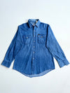 Vintage Lee Blue Denim Pearl Snap Western Shirt (XL)