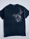 Tropical Tattoo Skull Wing Script Graphic T-Shirt Black (M)